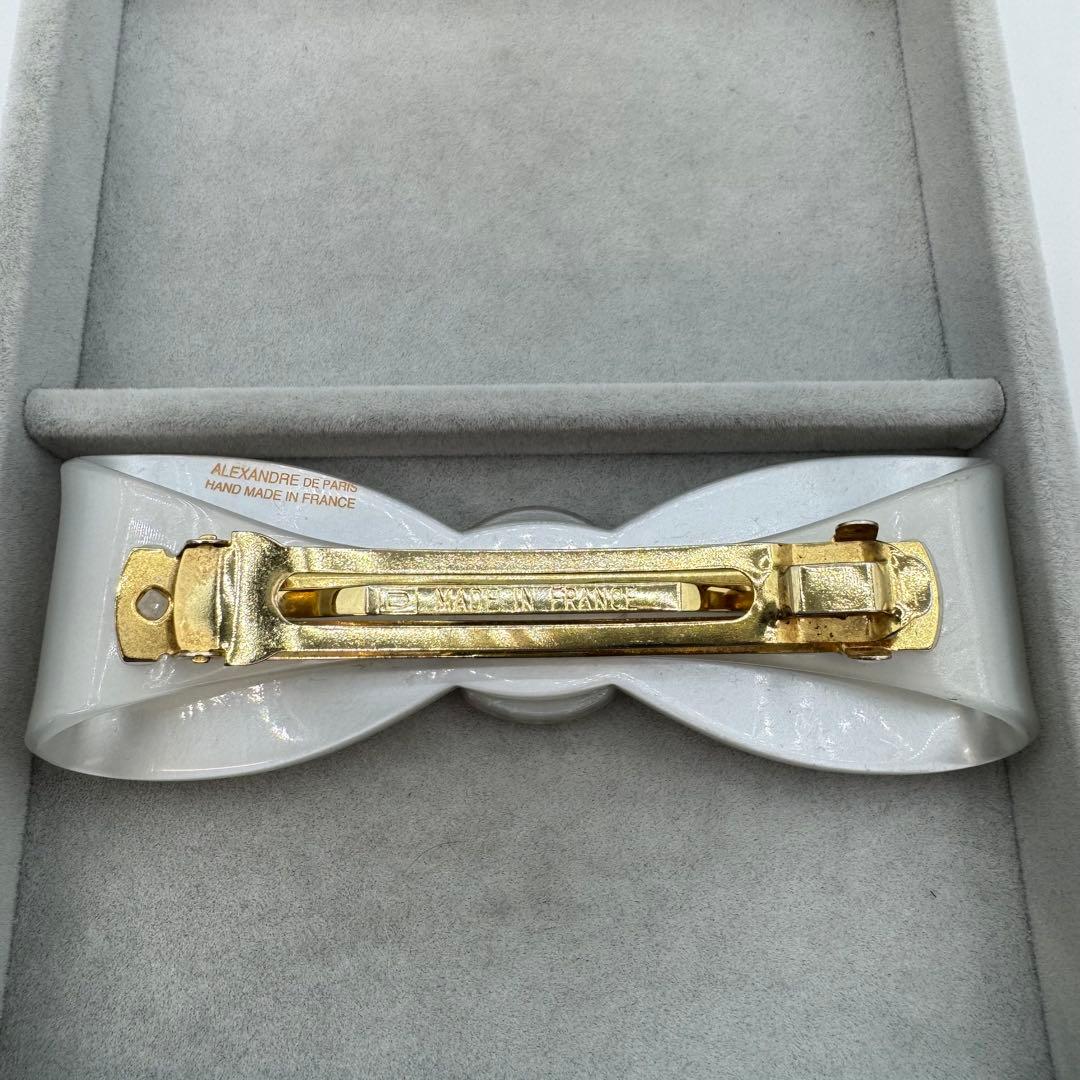 【保管袋付き】alexandre de paris バレッタ　リボン　ストーン