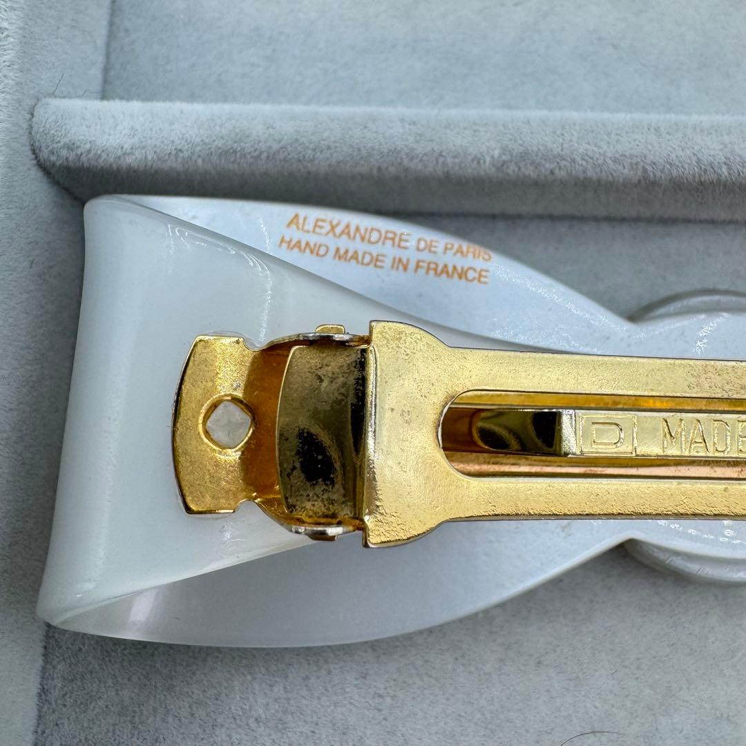 【保管袋付き】alexandre de paris バレッタ　リボン　ストーン