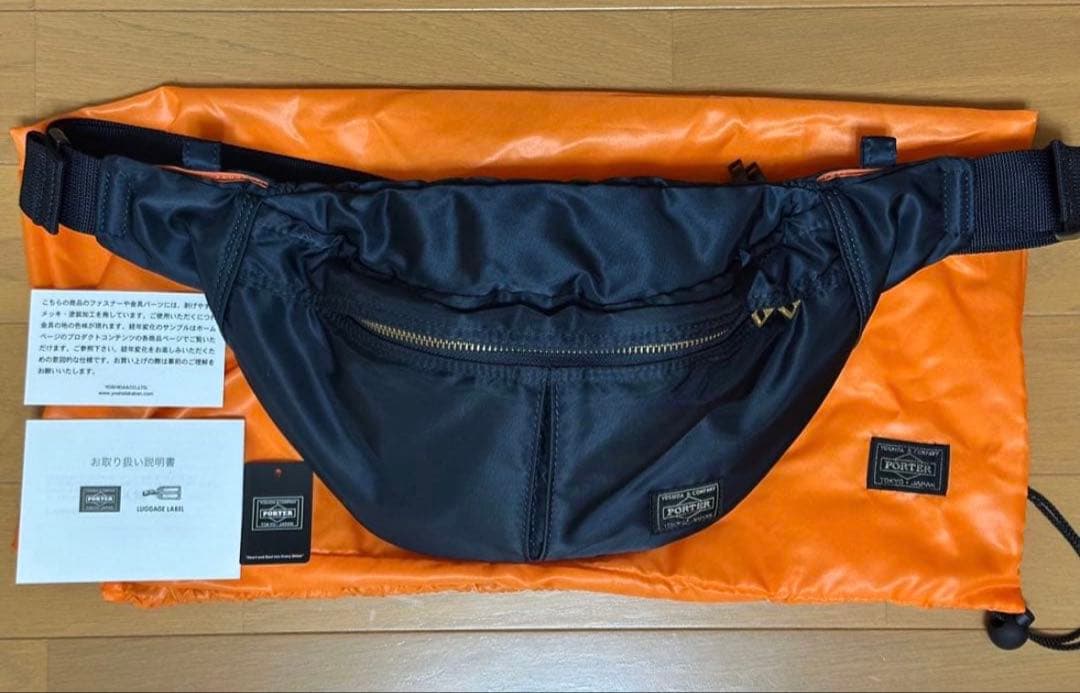 【超美品】ポーター　タンカー　ウエストバック　アイアンブルー
