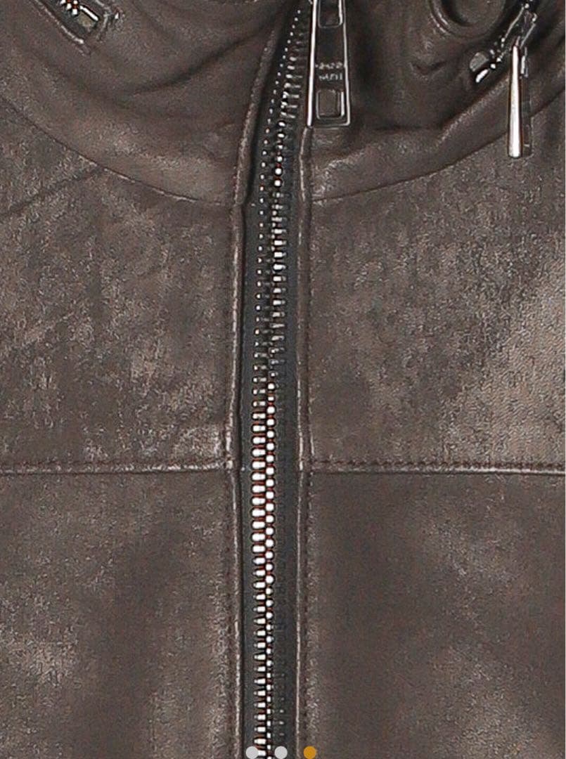 【新品未使用】ESTNATION レザー切替ブルゾン　ダークブラウン 48