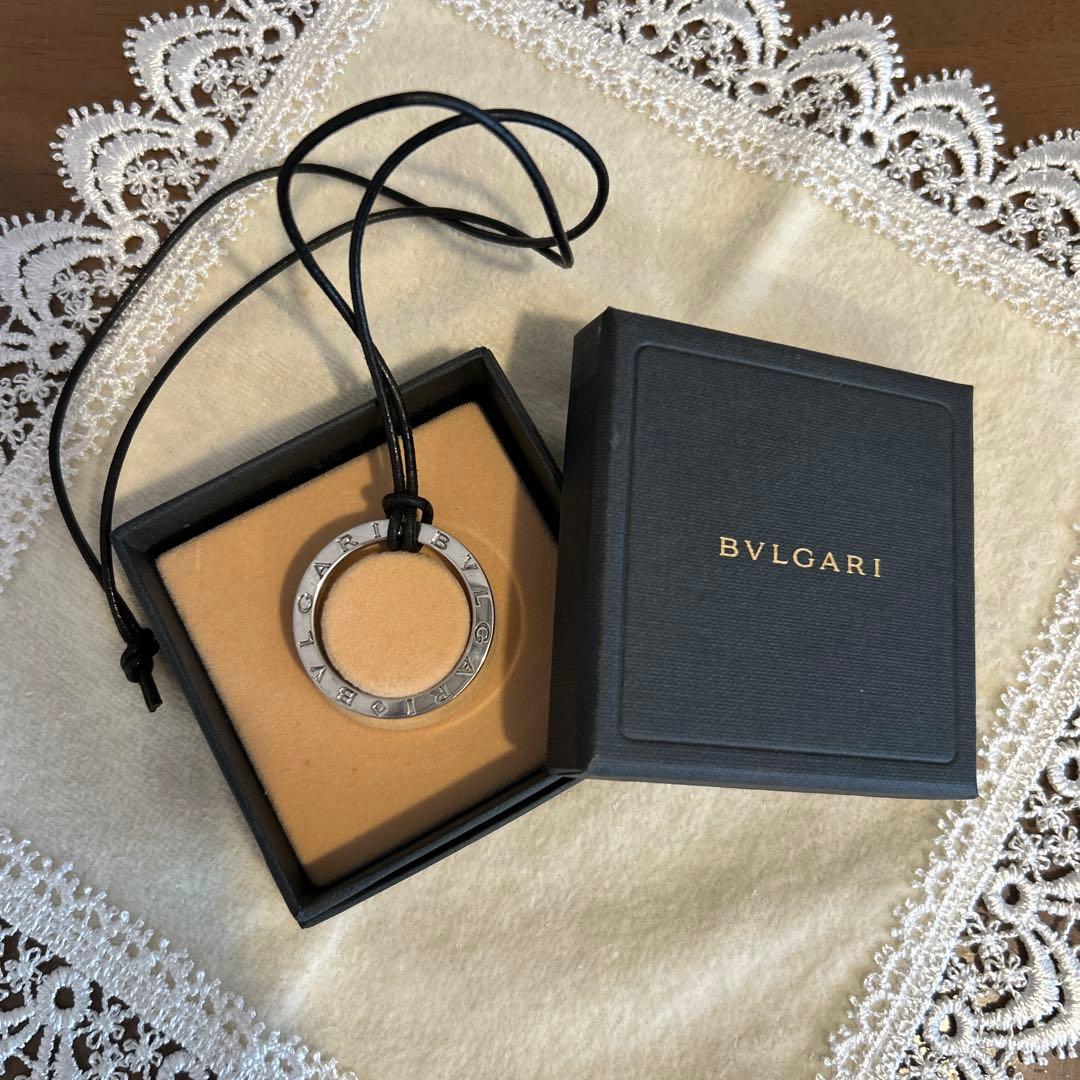 BVLGARI ブルガリ キーリング シルバー ネックレス 革紐付き