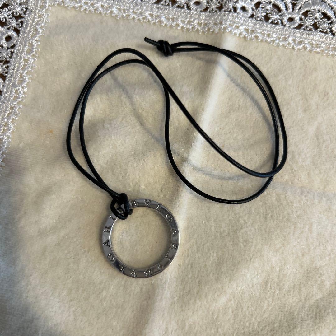 BVLGARI ブルガリ キーリング シルバー ネックレス 革紐付き