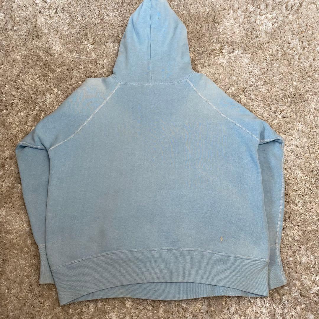 50s フェードブルーグレー ラグラン プルオーバーパーカー ビッグサイズ