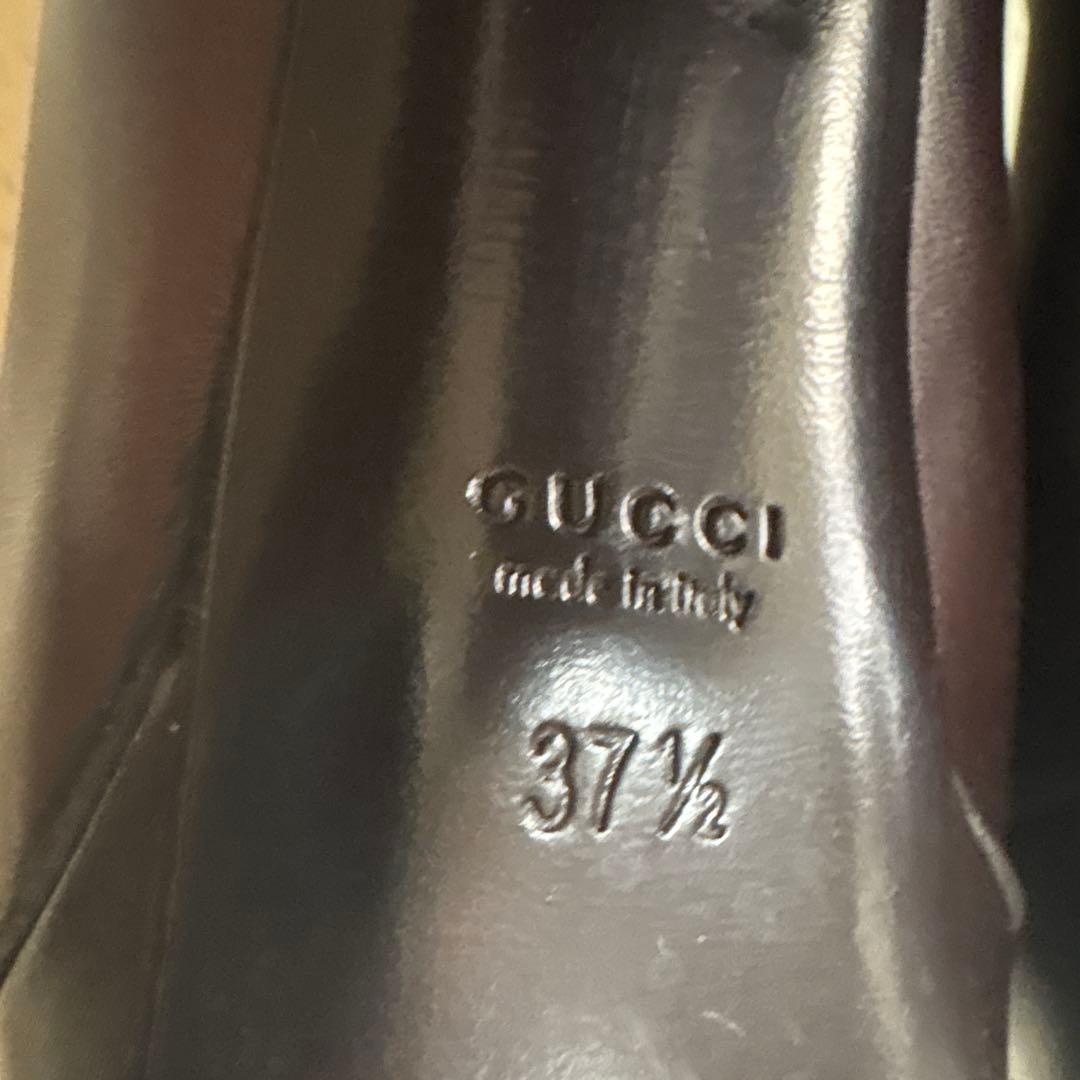 GUCCIダークブラウン レザー ロングブーツ