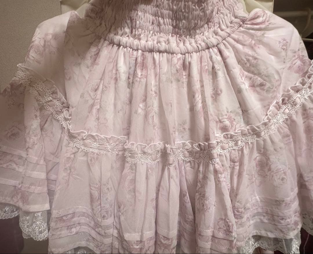 LIZLISA ローズリボンシフォンセットアップ ピンク