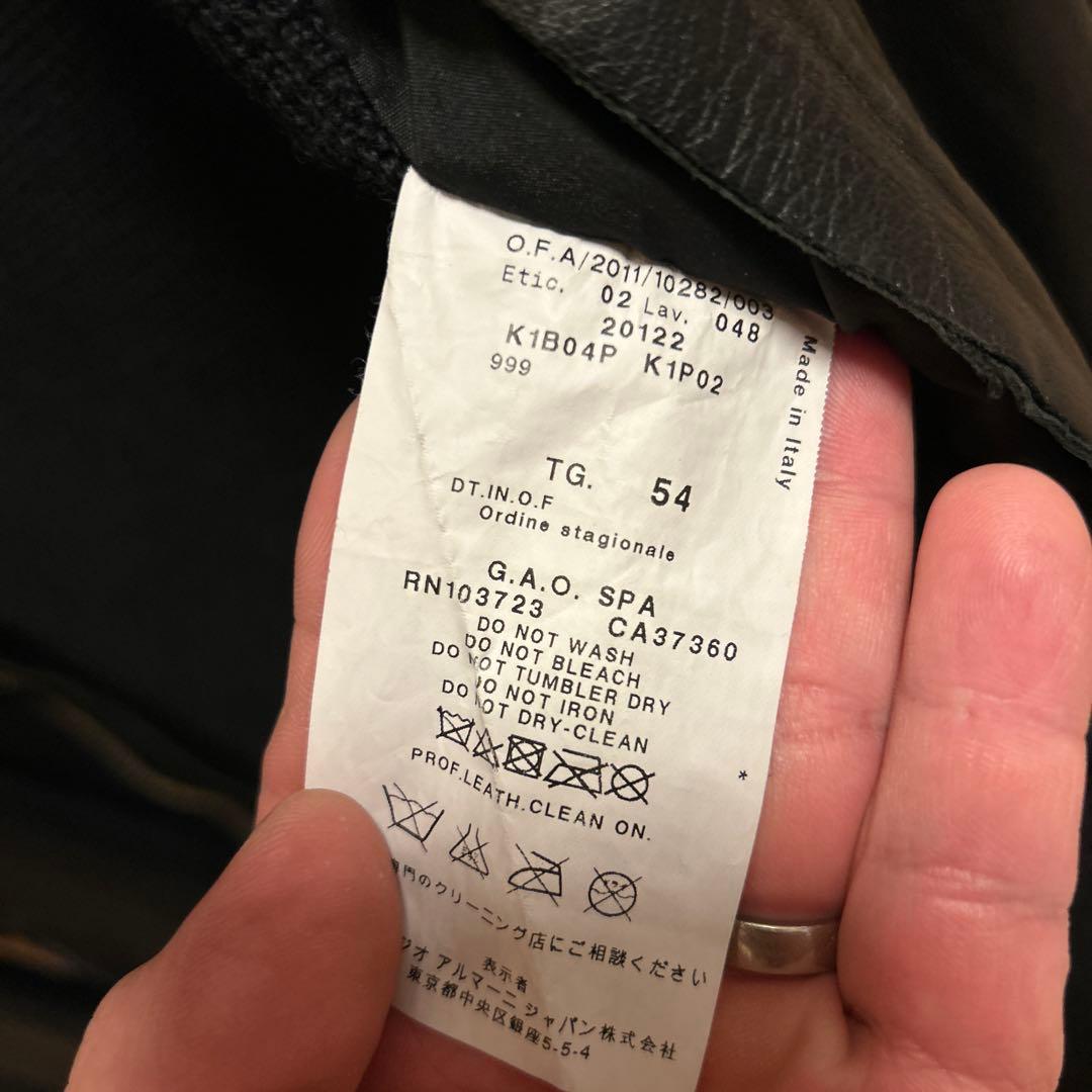 EMPORIO ARMANI レザージャケット・ブルゾン/54/羊革/ブラック/