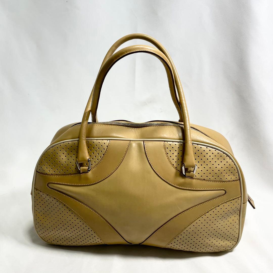 PRADA パンチング ボーリング バッグ チャーム 南京錠 大容量 多機能 黄