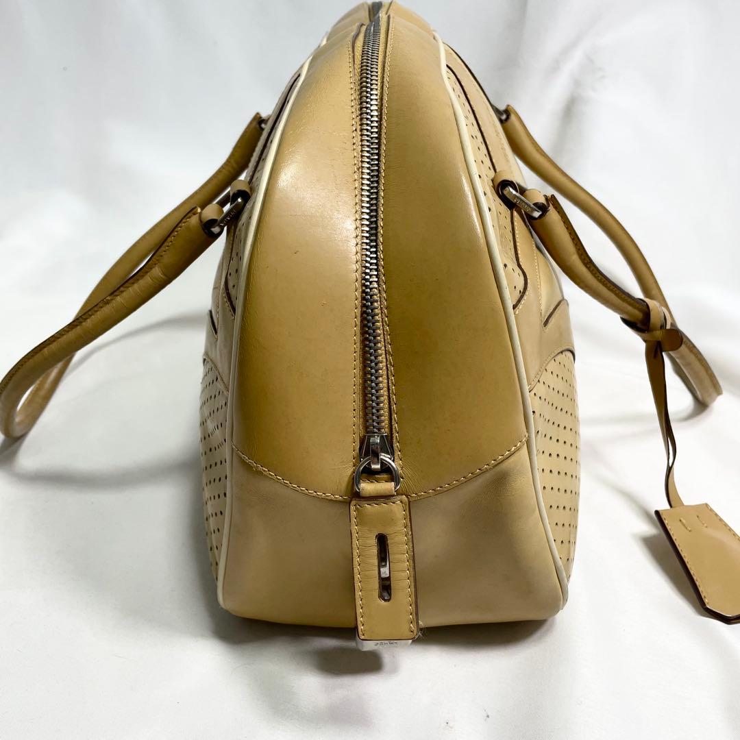 PRADA パンチング ボーリング バッグ チャーム 南京錠 大容量 多機能 黄