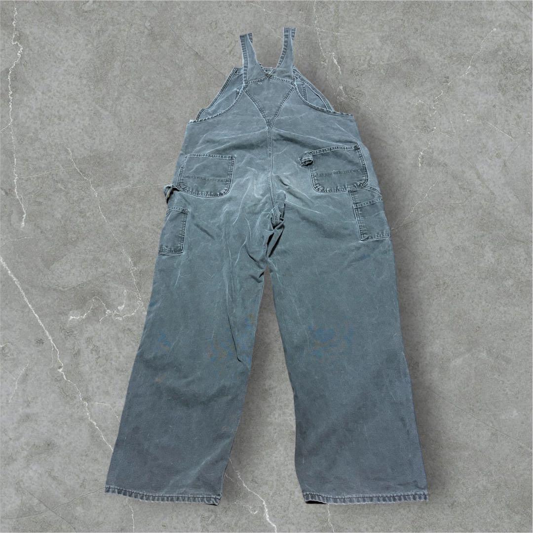 カーハートダブルニーオーバーオールダック地モスグリーンビッグシルエット