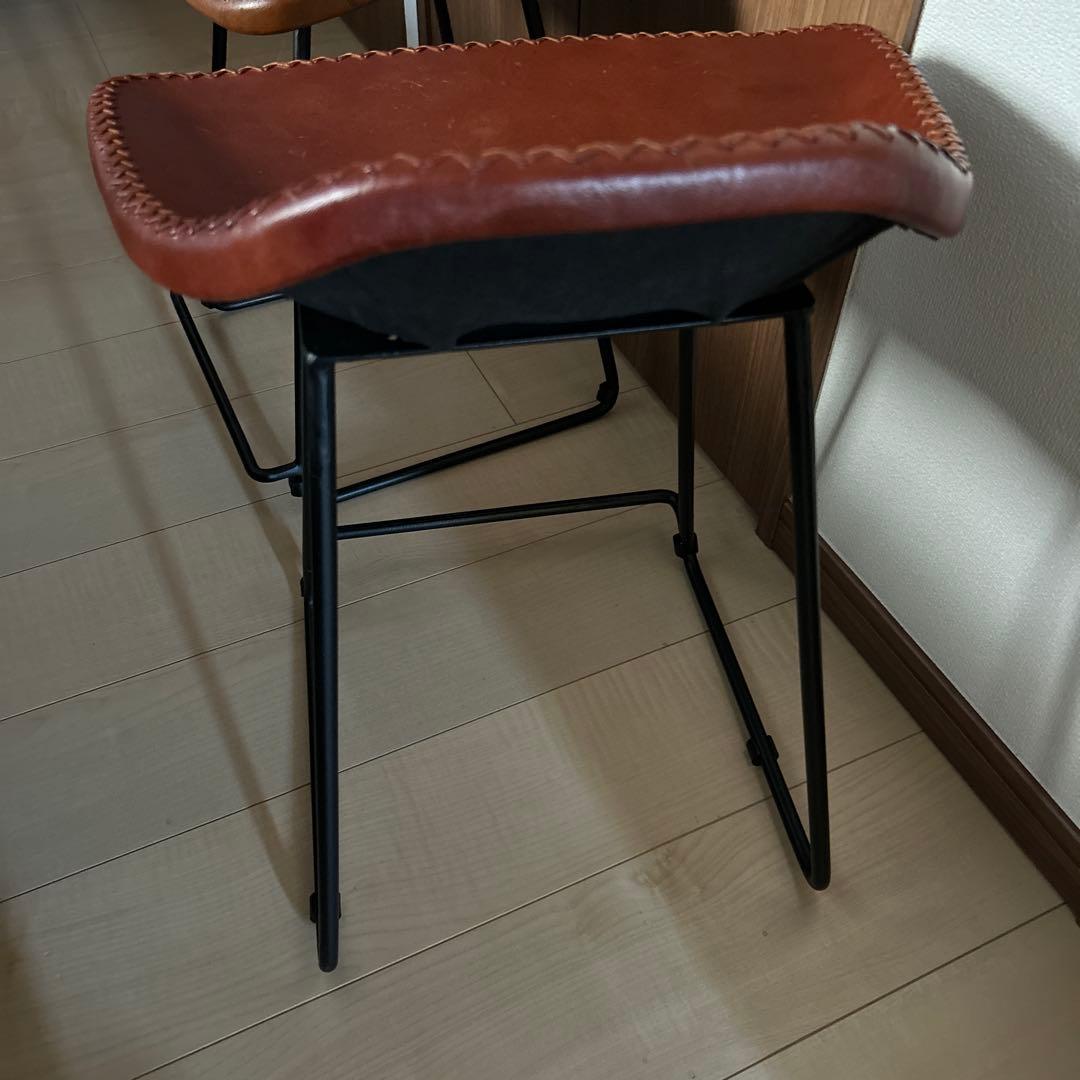 本革張りスツール 椅子2脚セット
