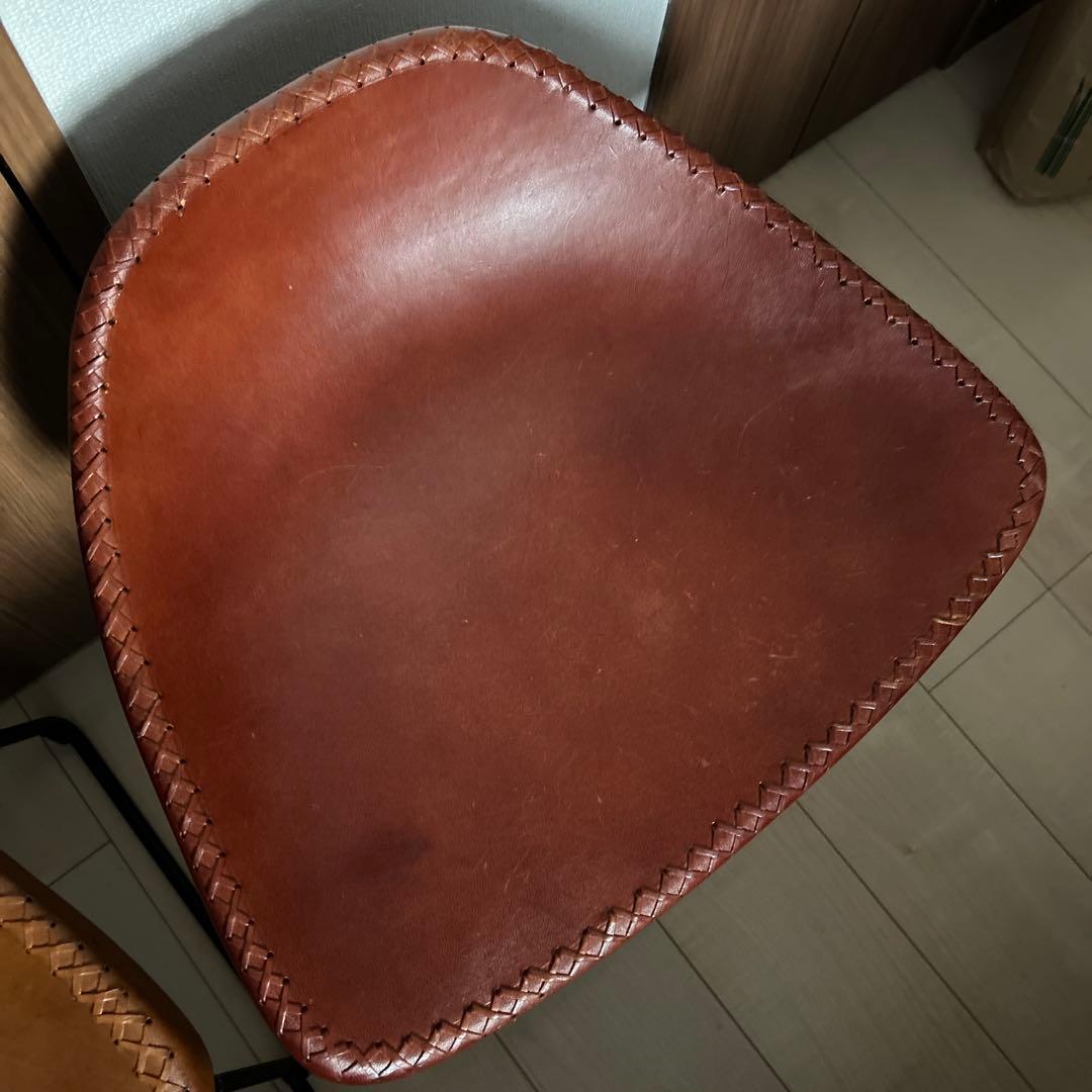 本革張りスツール 椅子2脚セット