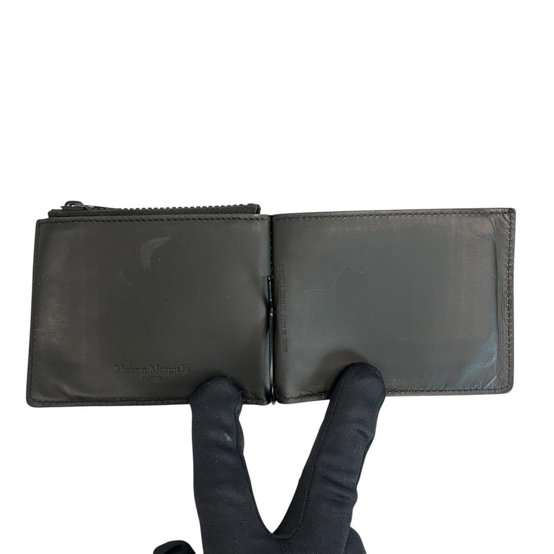 極美✨メゾンマルジェラ マネークリップ 札入れ 4ステッチ ブラック 黒