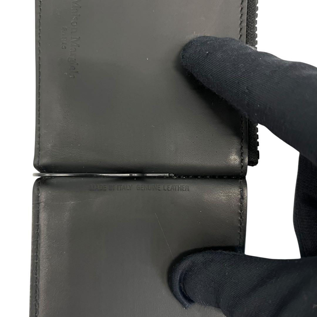 極美✨メゾンマルジェラ マネークリップ 札入れ 4ステッチ ブラック 黒