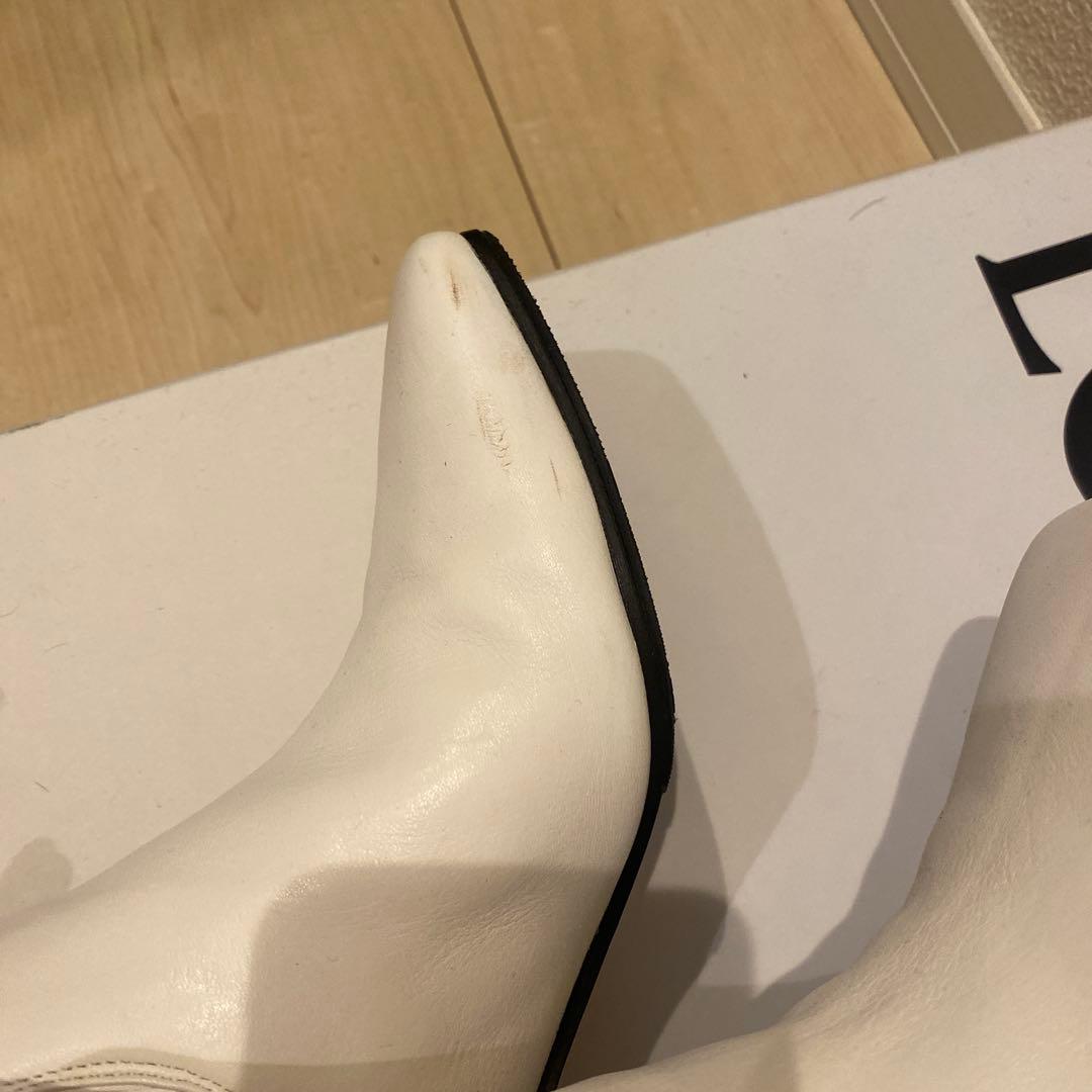 loewe ホワイトレザーサイドゴアブーツ