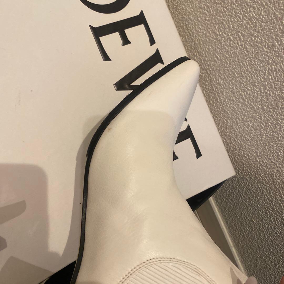 loewe ホワイトレザーサイドゴアブーツ