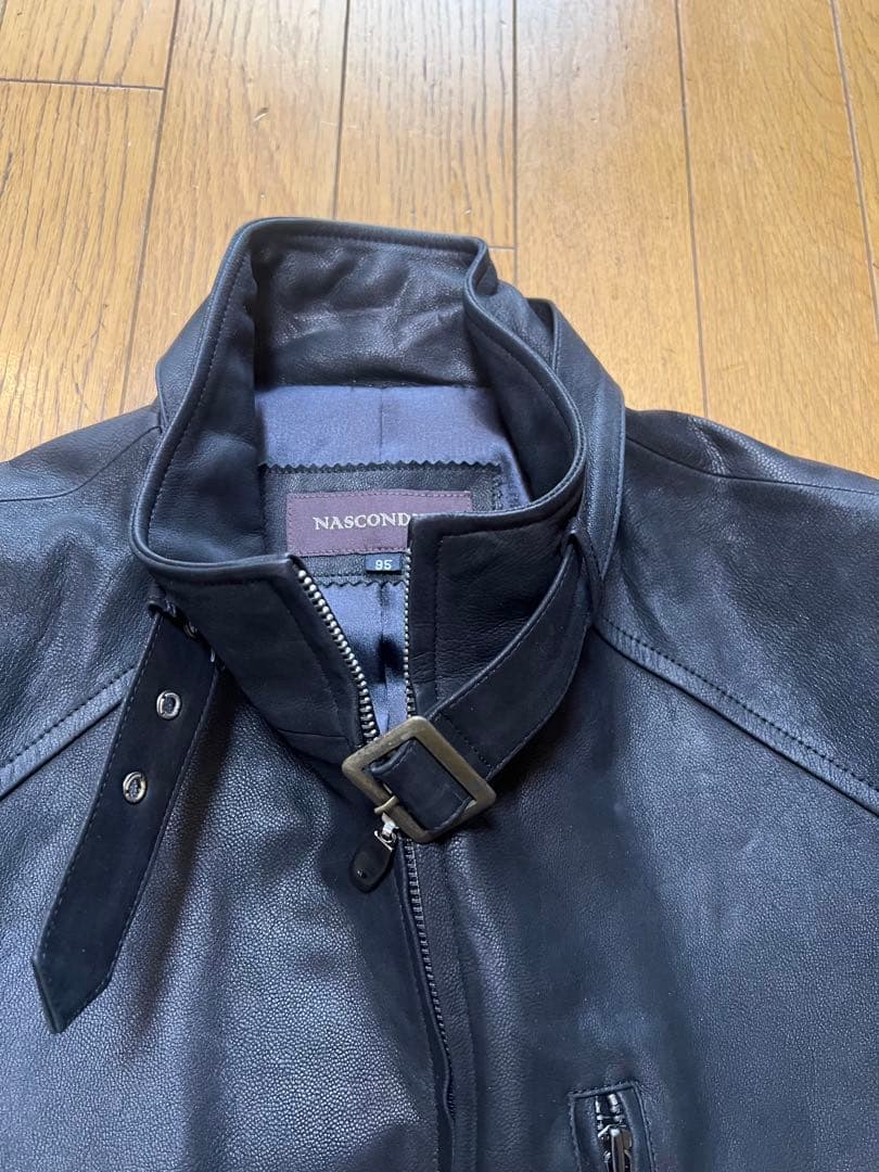 メンズ革コート　ショートシングルコート　鹿革　イタリア革