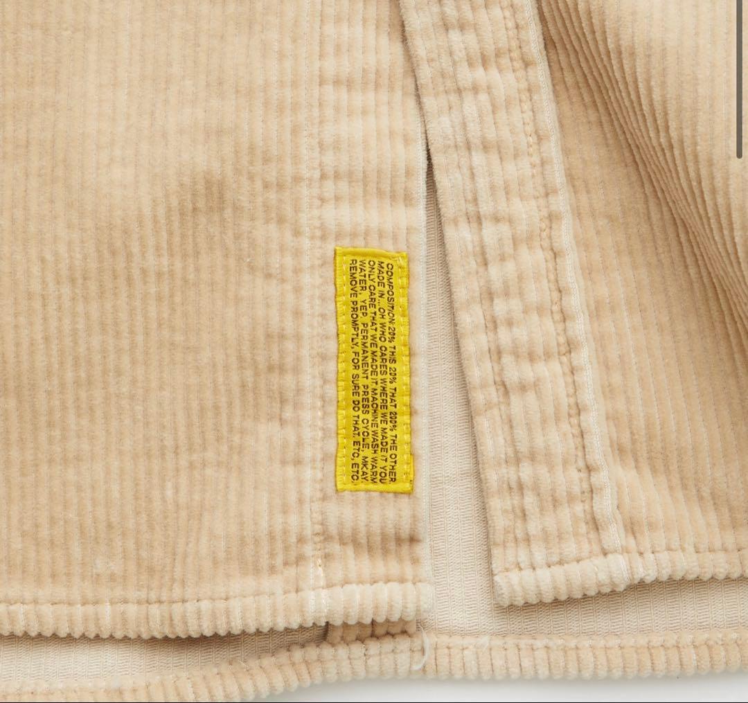 美品FAT BIGWALEベージュ コーデュロイ　シャツ 左胸ポケット付き