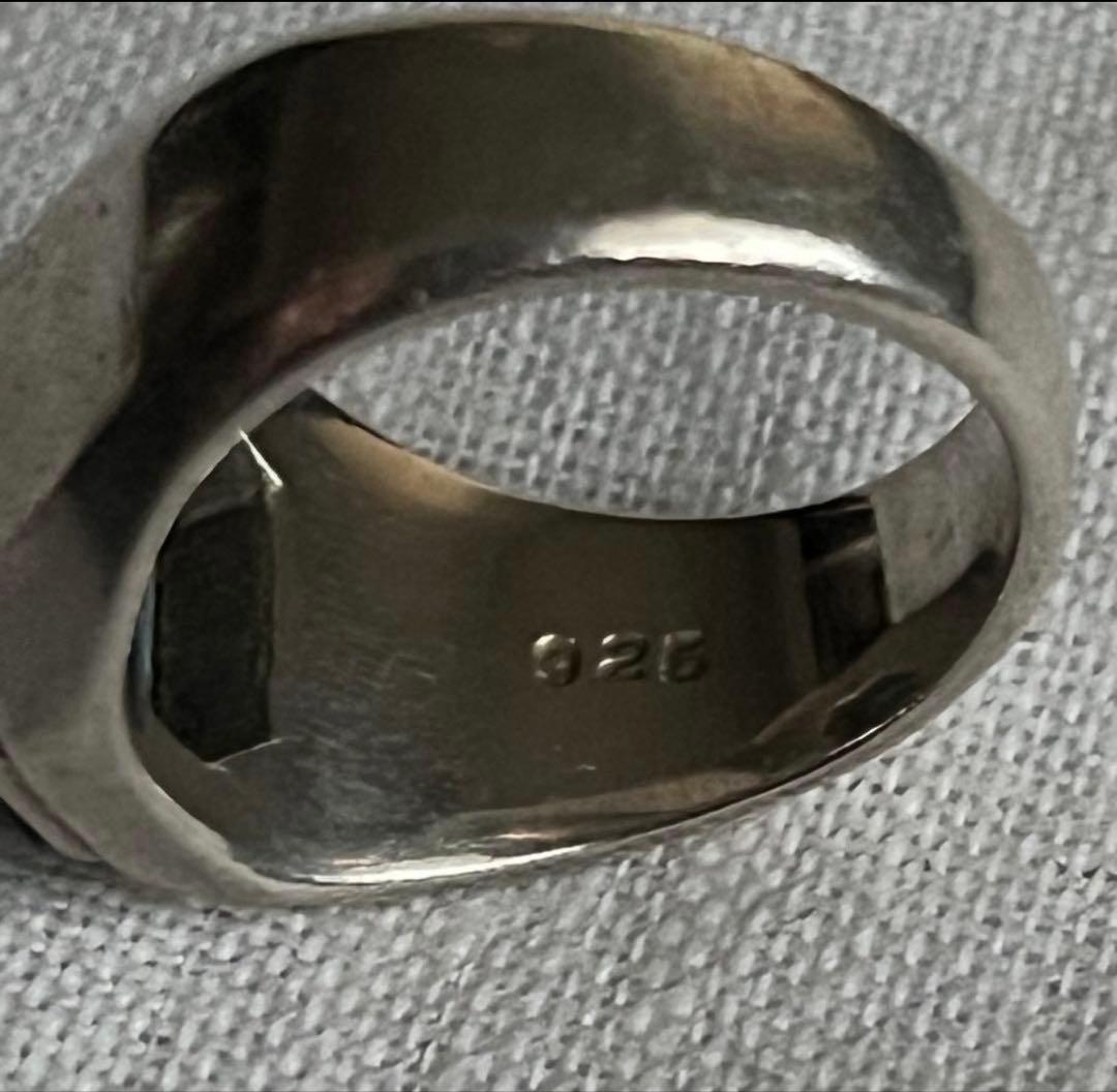 【vintage】シルバー925 オニキスリング　19号