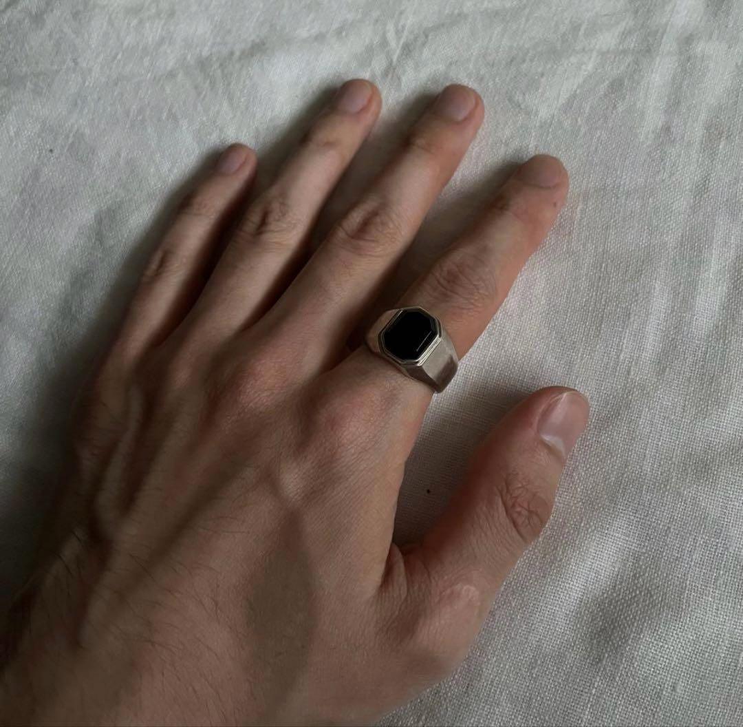 【vintage】シルバー925 オニキスリング　19号