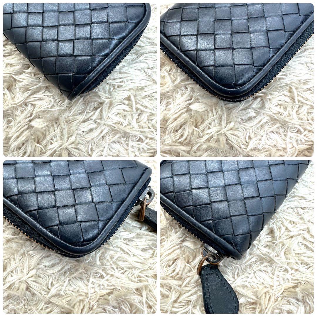 【美品】ボッテガヴェネタ ケース 小銭入れ ネイビー イントレチャート