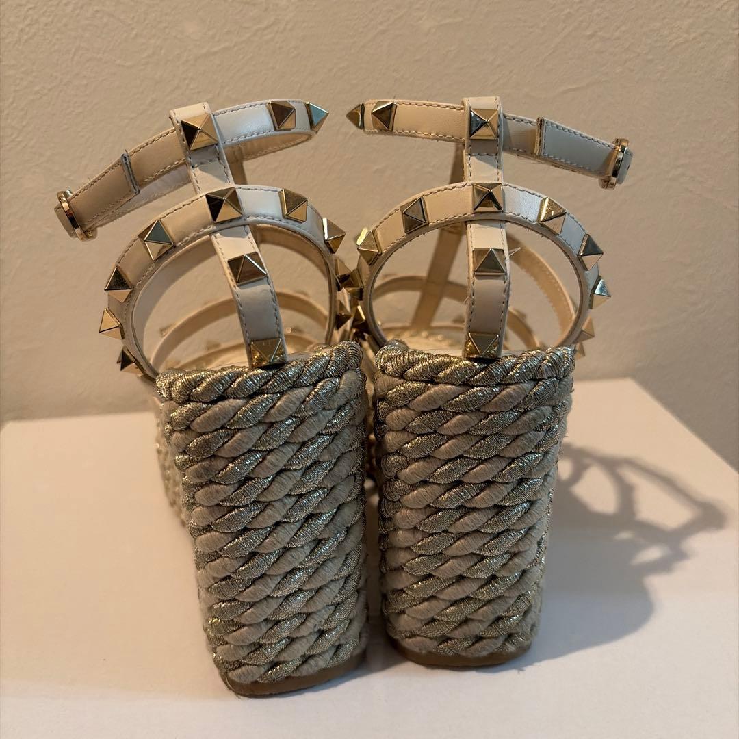 高級＊ヴァレンティノ ロックスタッズ ストラップウェッジサンダル　厚底　35