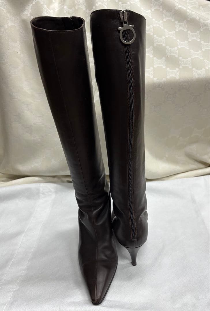 専用　フェラガモ　ダークブラウン ロングブーツ　6.5 23.5cm ガンチーニ