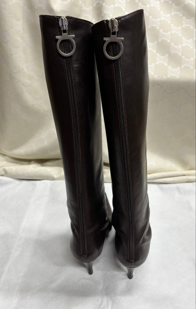 専用　フェラガモ　ダークブラウン ロングブーツ　6.5 23.5cm ガンチーニ
