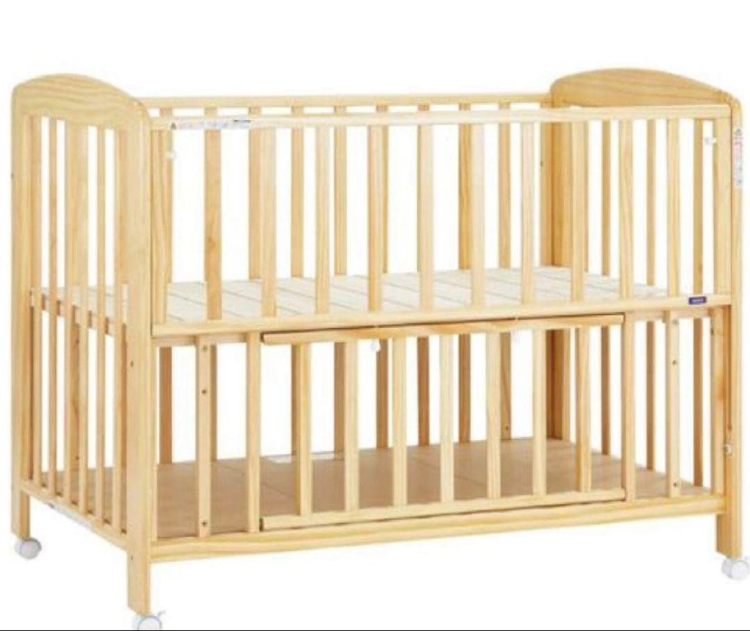 KATOJI 木製ベビーベッド 70cm x 120cm マットレス付き