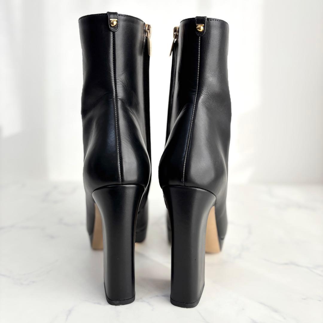 フェラガモ 7 24.0 ブーツ サイドジップ ガンチーニ レザー ブラック