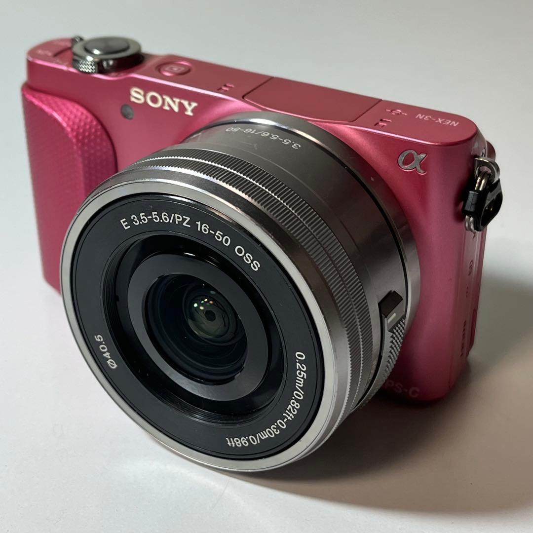 SONY NEX-3N ピンク ミラーレス 一眼レフ ズームレンズセット 動作品