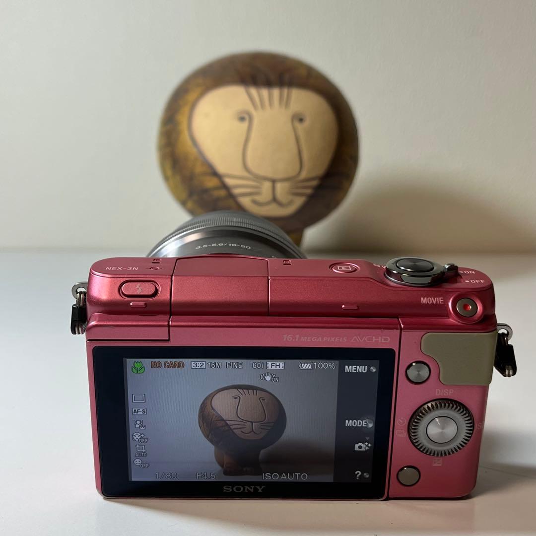 SONY NEX-3N ピンク ミラーレス 一眼レフ ズームレンズセット 動作品