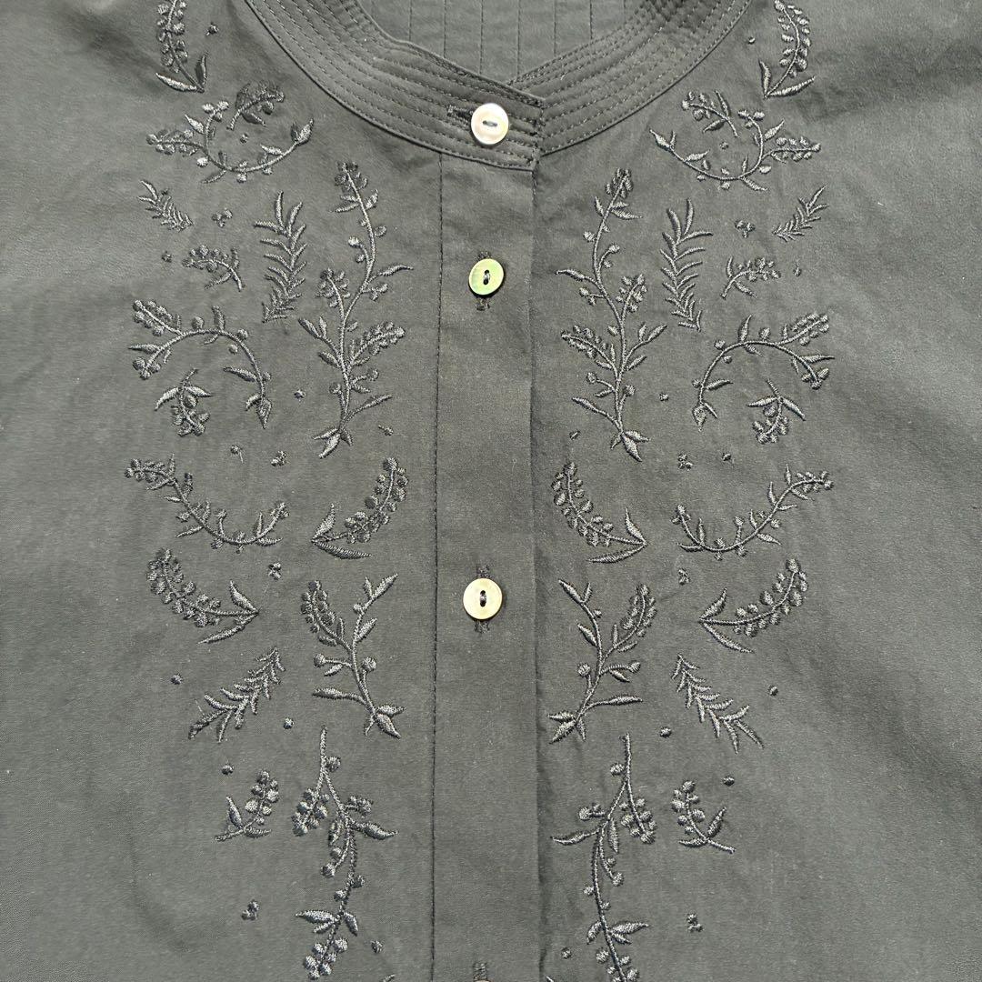 北欧暮らしの道具店 すずらん揺れる刺繍ブラウス サイズM ブラック