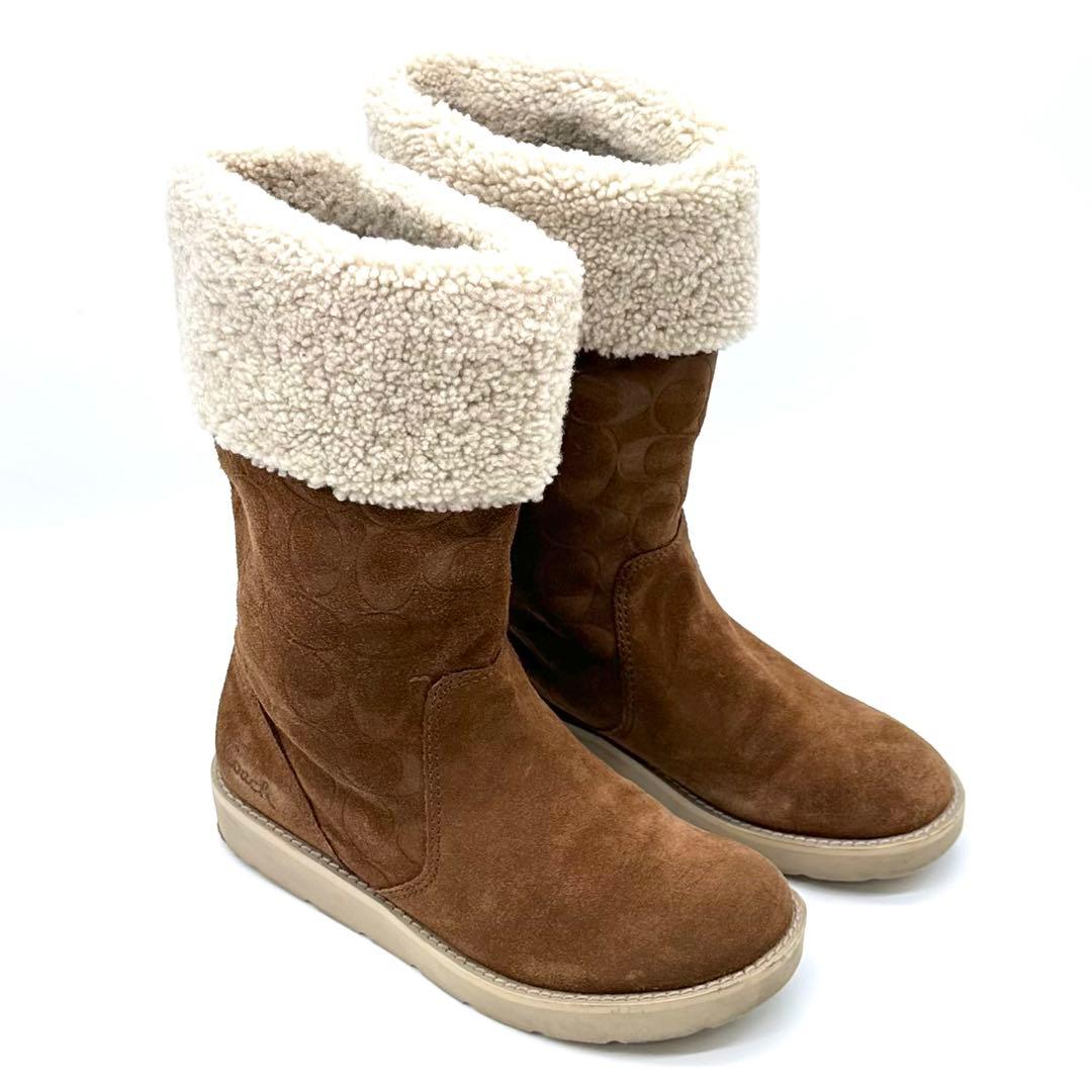 美品✨COACH KALLY シグネチャー ムートンブーツ スエード 25cm位