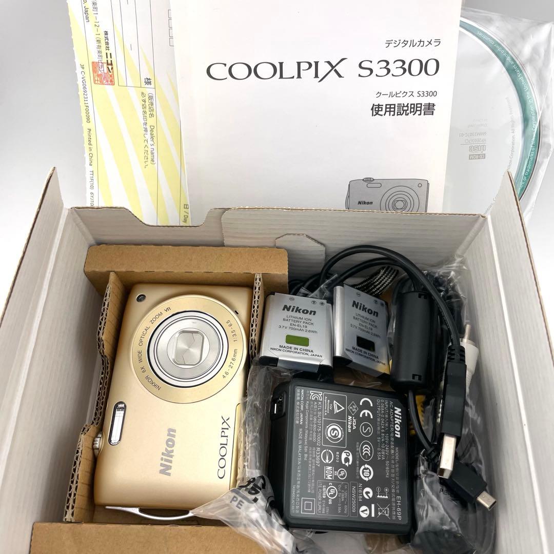 実写美⭕️美品【動作確認済み】Nikon COOLPIX S3300 ゴールド