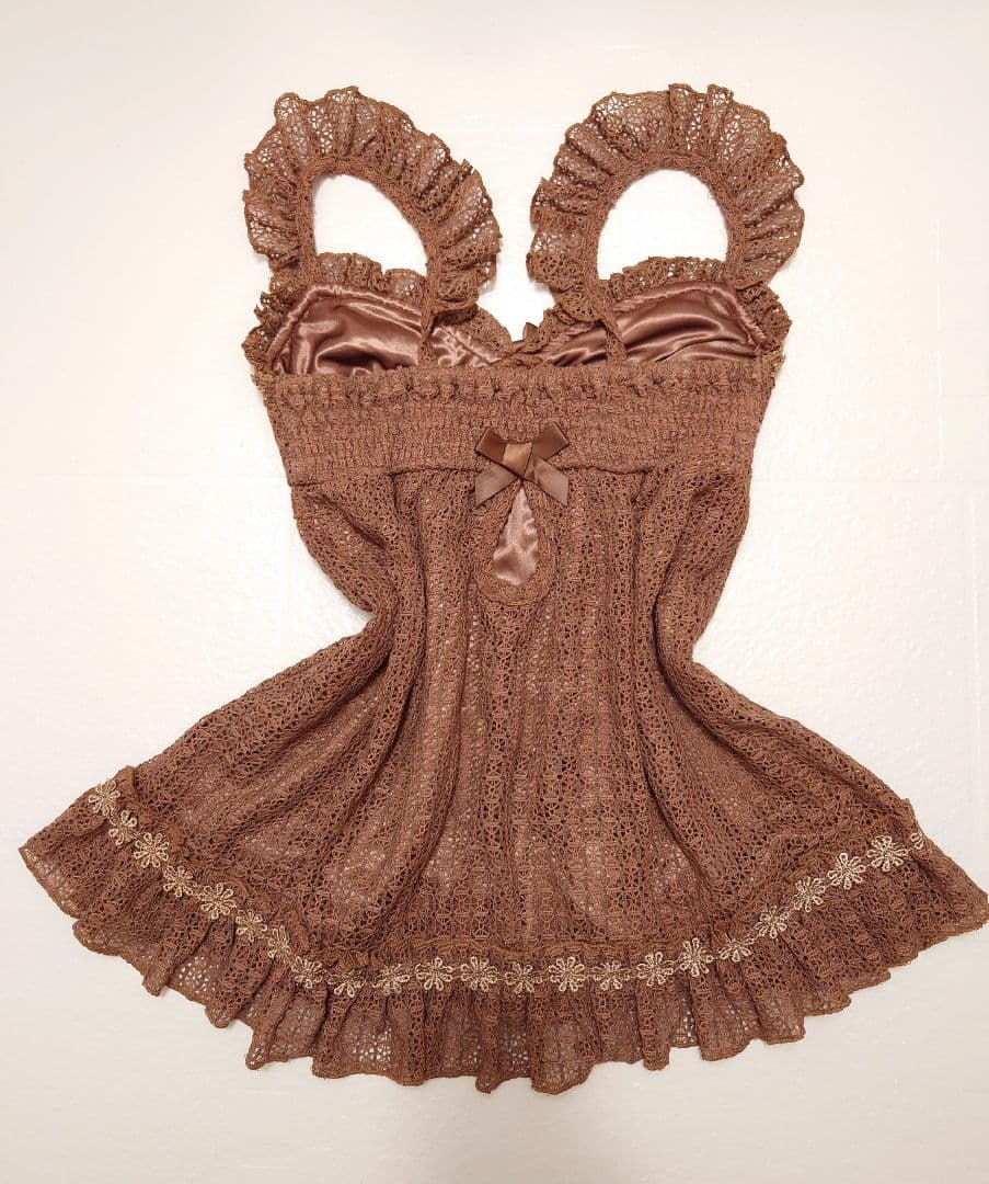 新品 タグ付き LIZLISA ブラウン フリル付きキャミソール