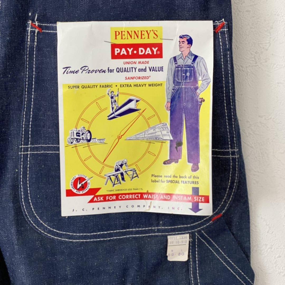 50ｓ　デッドストック　PAY DAY　デニム　フラッシャー付き　オーバーオール