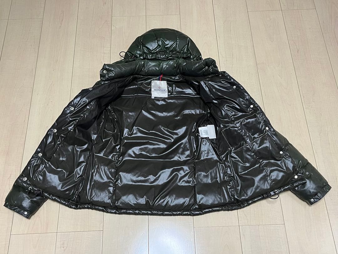 MONCLER☆シャイニーフード付ダウンJKサイズ00茶ジャンク品