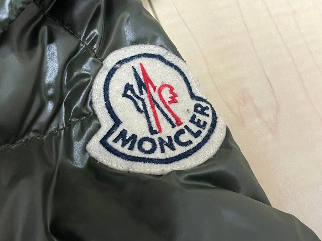 MONCLER☆シャイニーフード付ダウンJKサイズ00茶ジャンク品
