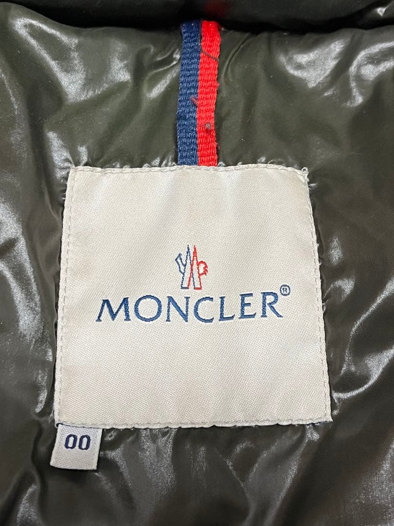 MONCLER☆シャイニーフード付ダウンJKサイズ00茶ジャンク品