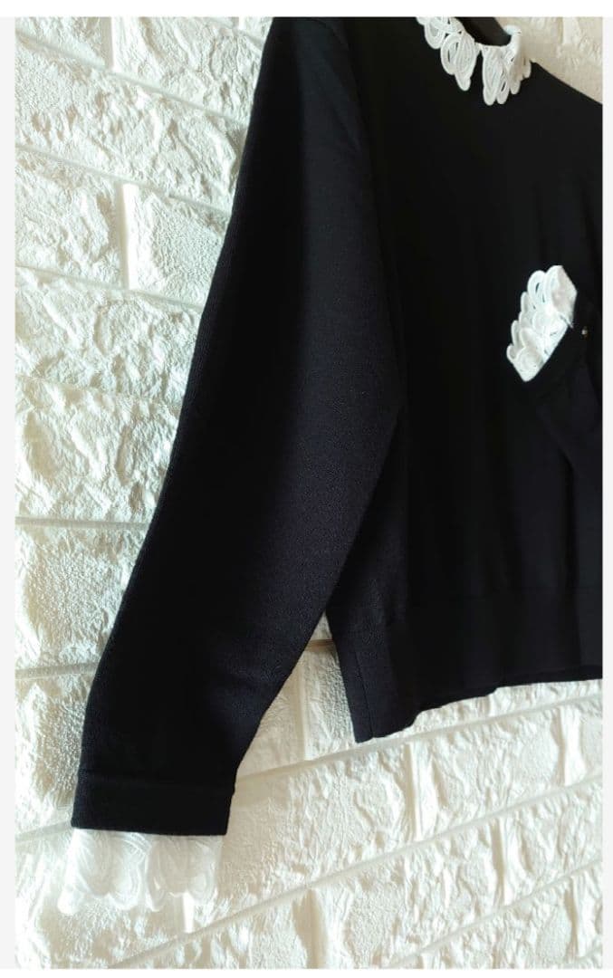 専用！　23区新品✨️ エンブロイダリーニット38黒　完売　レース襟iCB自由区