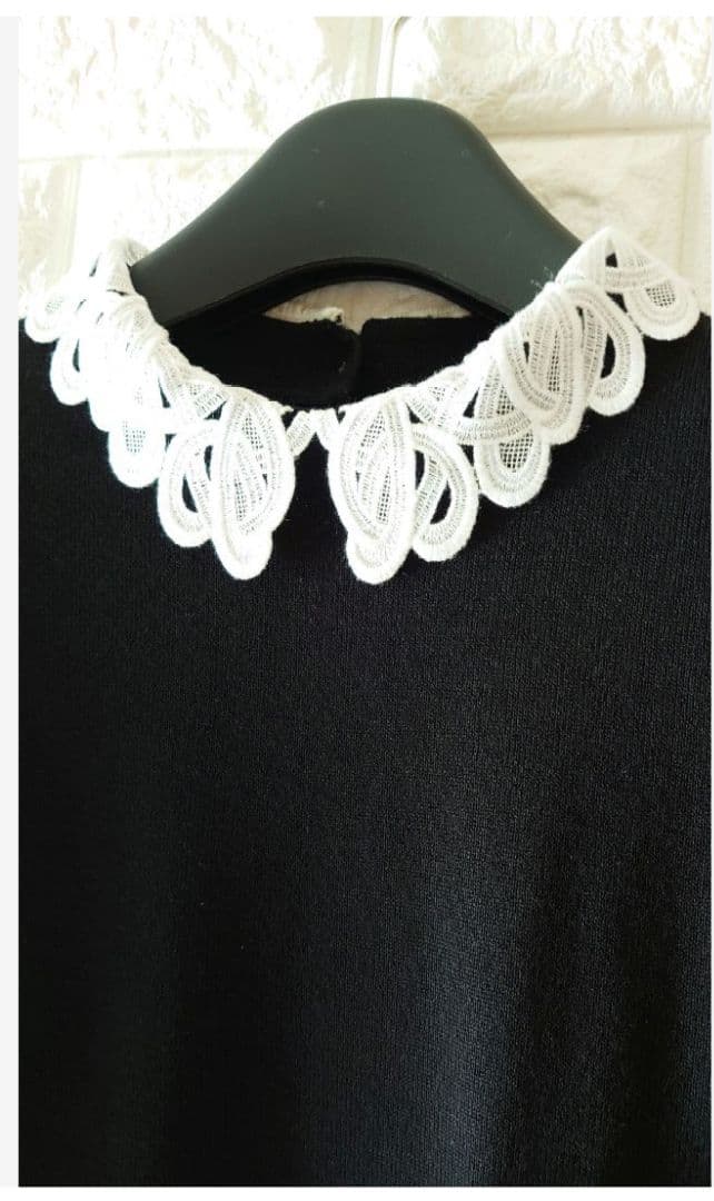 専用！　23区新品✨️ エンブロイダリーニット38黒　完売　レース襟iCB自由区