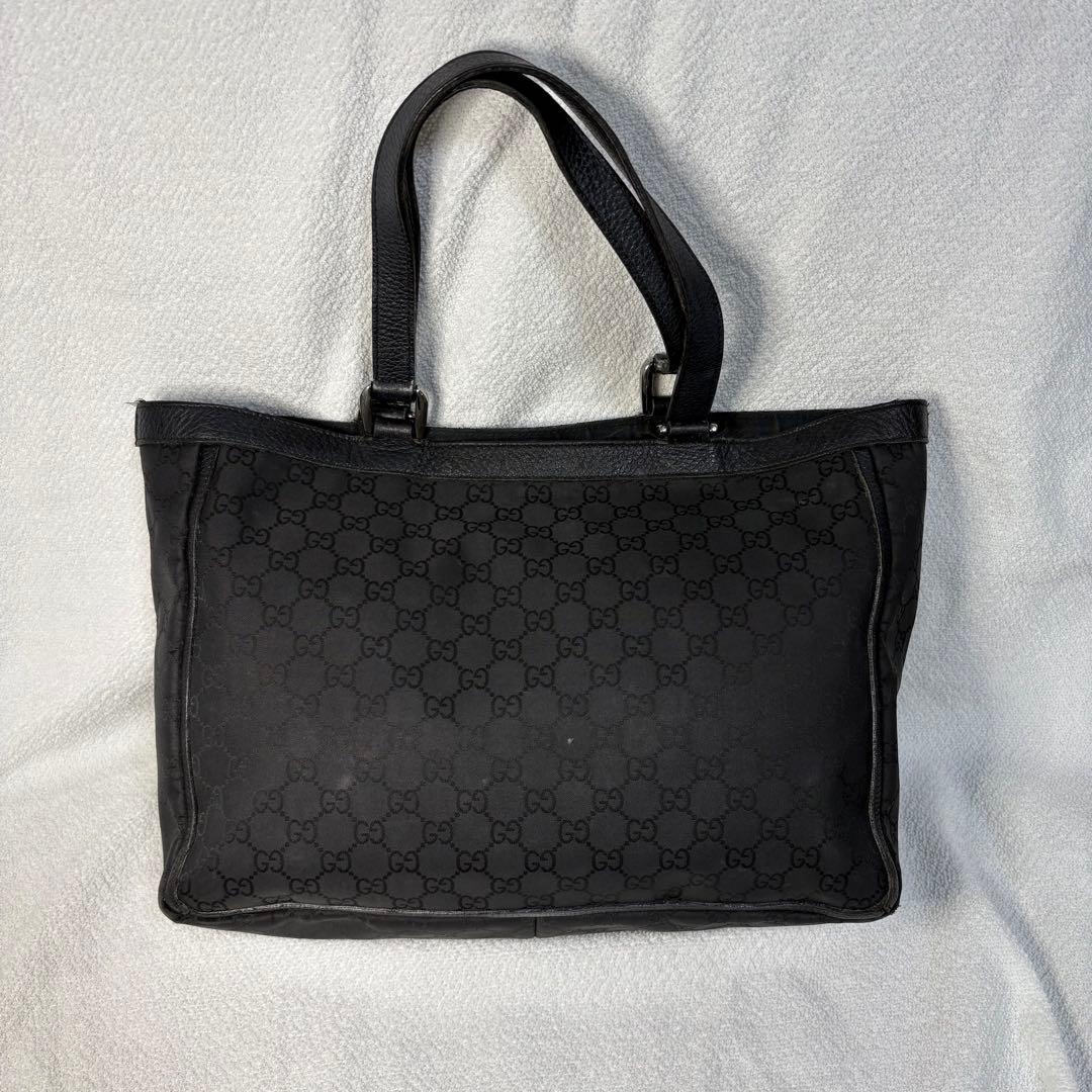 グッチ　GGキャンバス　レザー　アビーライン　ブラック　トートバック