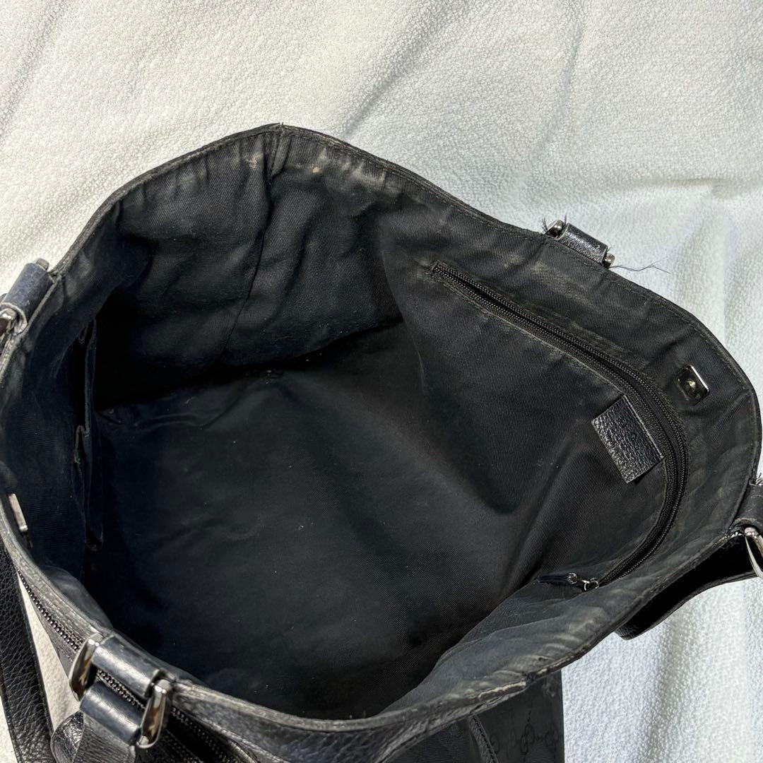 グッチ　GGキャンバス　レザー　アビーライン　ブラック　トートバック