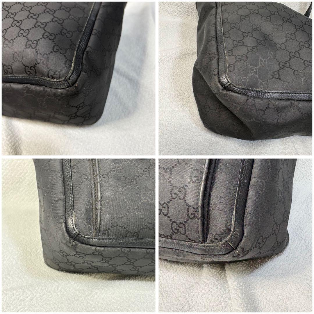 グッチ　GGキャンバス　レザー　アビーライン　ブラック　トートバック