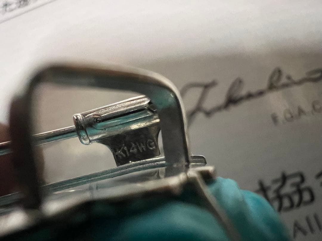 K18WG天然トルコ石彫刻　カメオ　K14WG 総重量27.1g