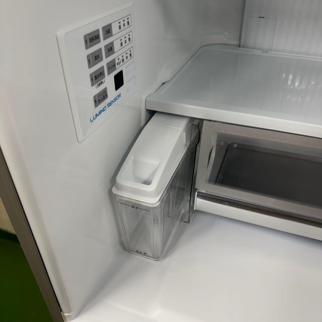 91 大型冷蔵庫　400L強　右開き　自動製氷機付　美品　家庭向　ガラストップ