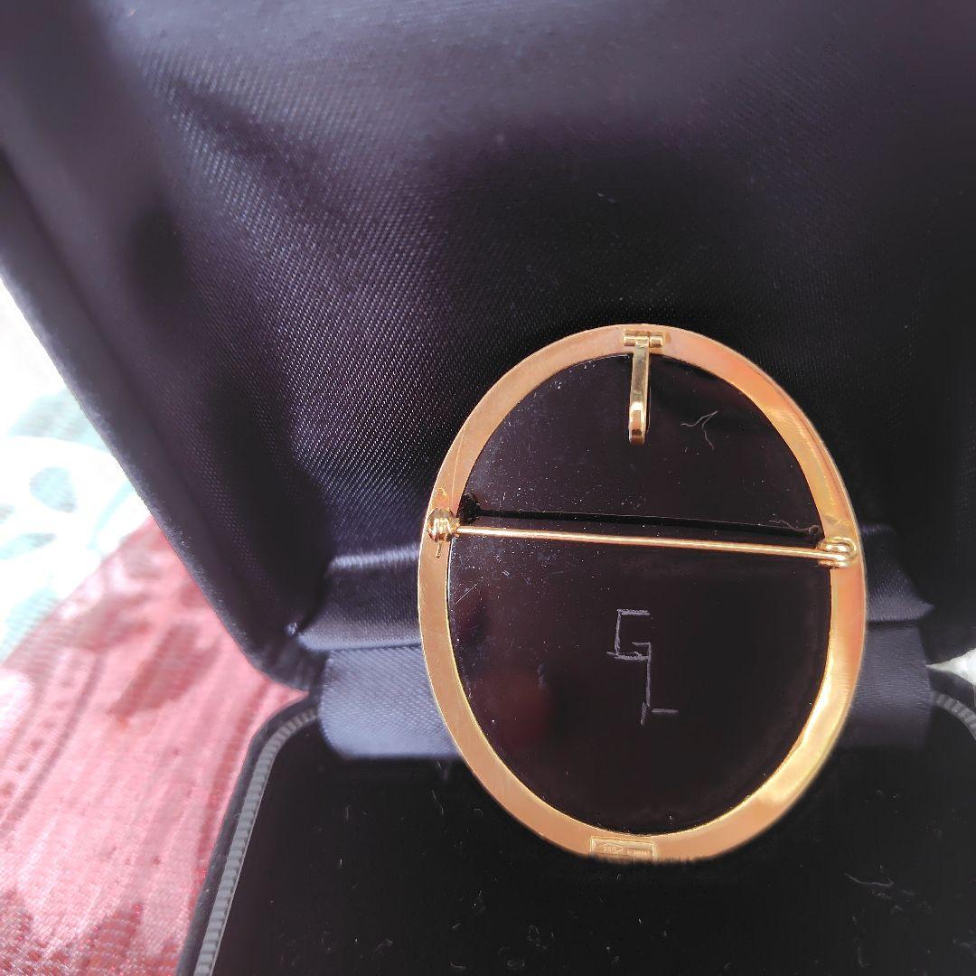 高級カメオk18ブローチ作家刻印付き