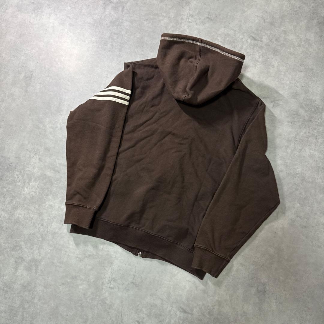adidas 00s パーカー ジップアップ フーディ ブラウン L 茶色 刺繍