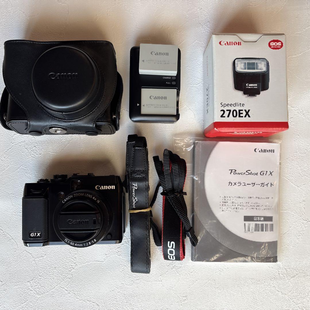 Canonキャノンpowershot G1x スピードライト270EX、ケース付