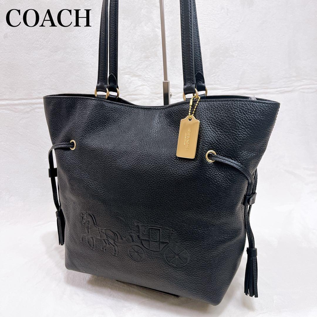 【美品】コーチ　アンディ　トートバッグ　ホースアンドキャリッジ　デカロゴ　レザー